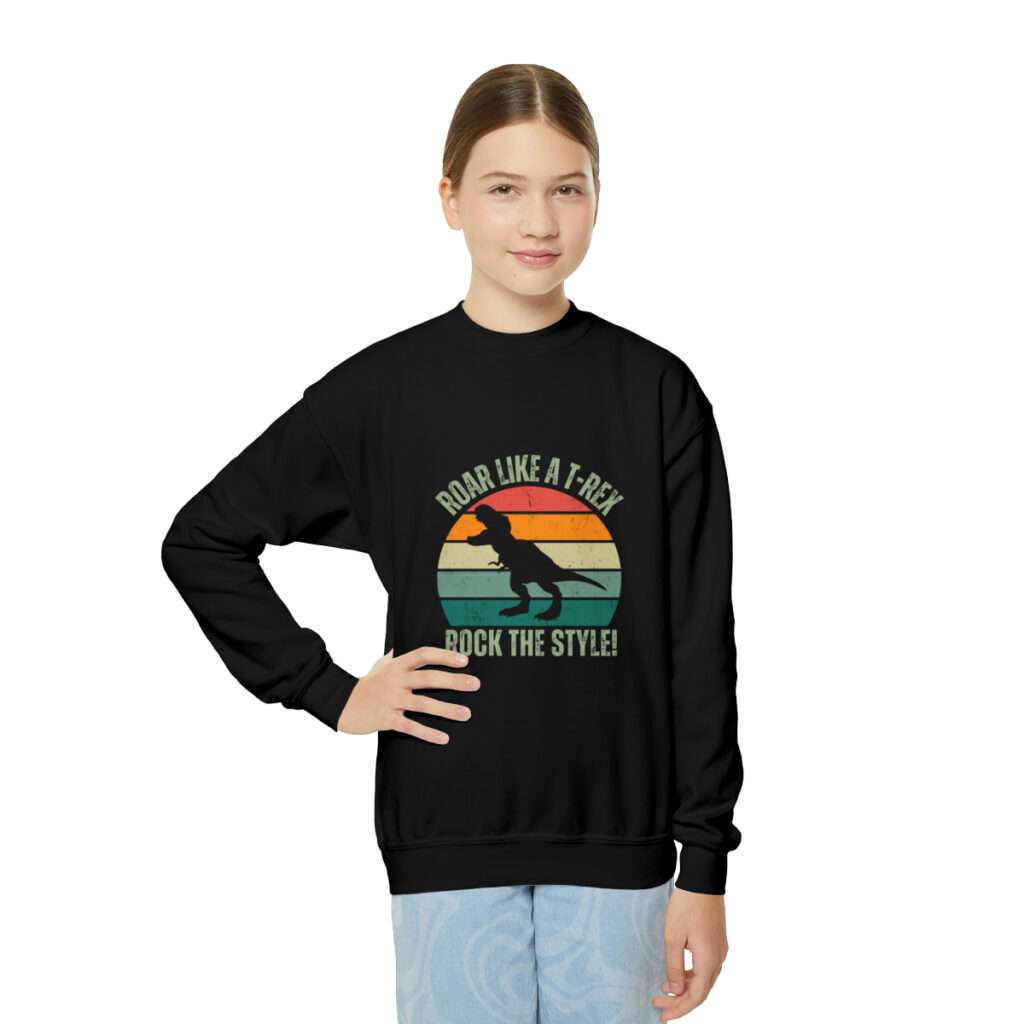 Roar like a T-Rex Rock The Style Youth Sweatshirt